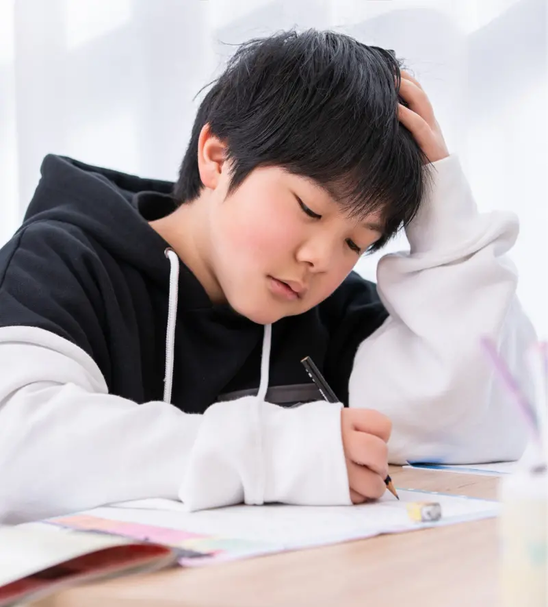 勉強に関する悩みを持つ生徒のイラスト